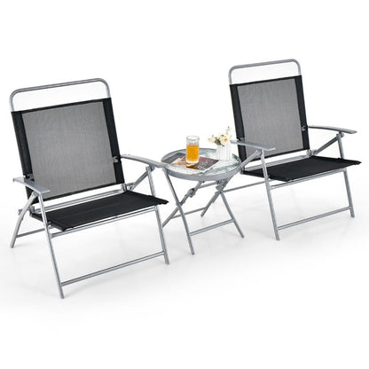 3 Pieces Patio Folding Chair Set Outdoor Metal Conversation Set New Era Fashion LLc