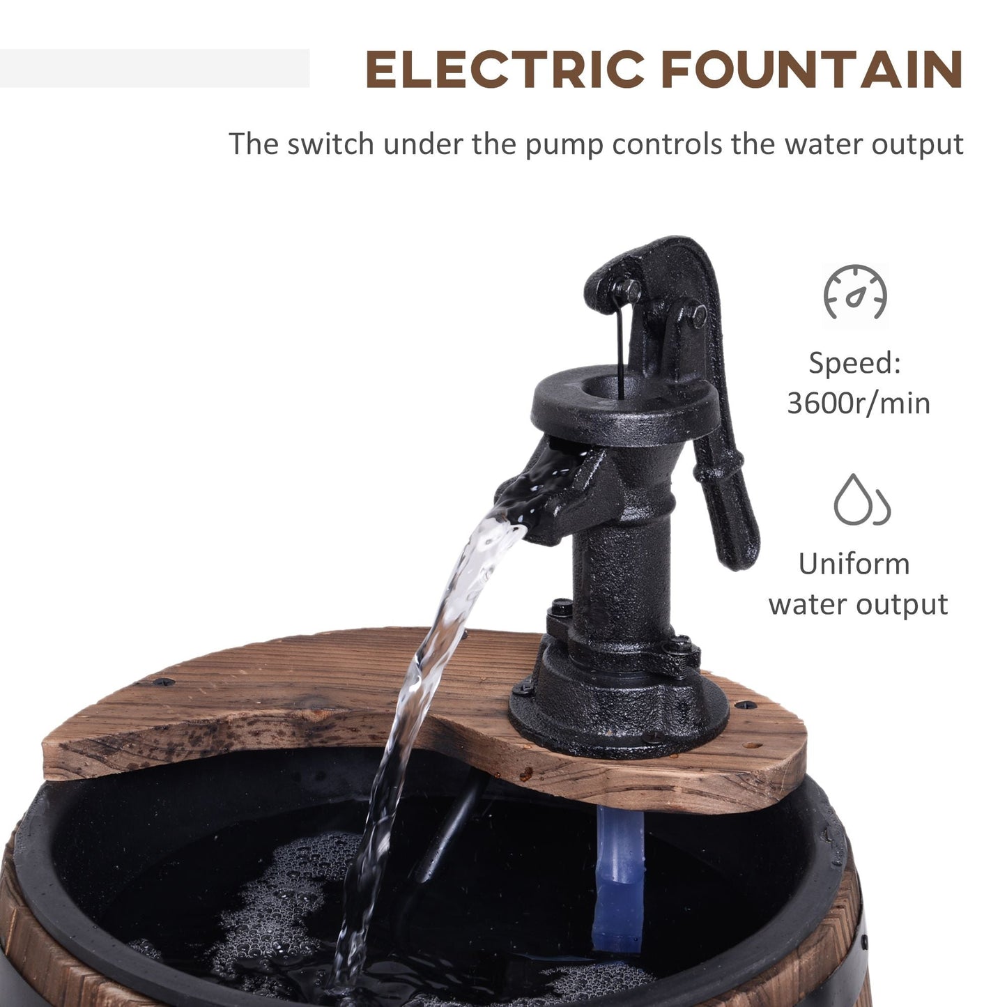 2-Tier Wooden Water Pump Fountain with Flower Box Base Durable Design for Garden Decor New Era Fashion LLc