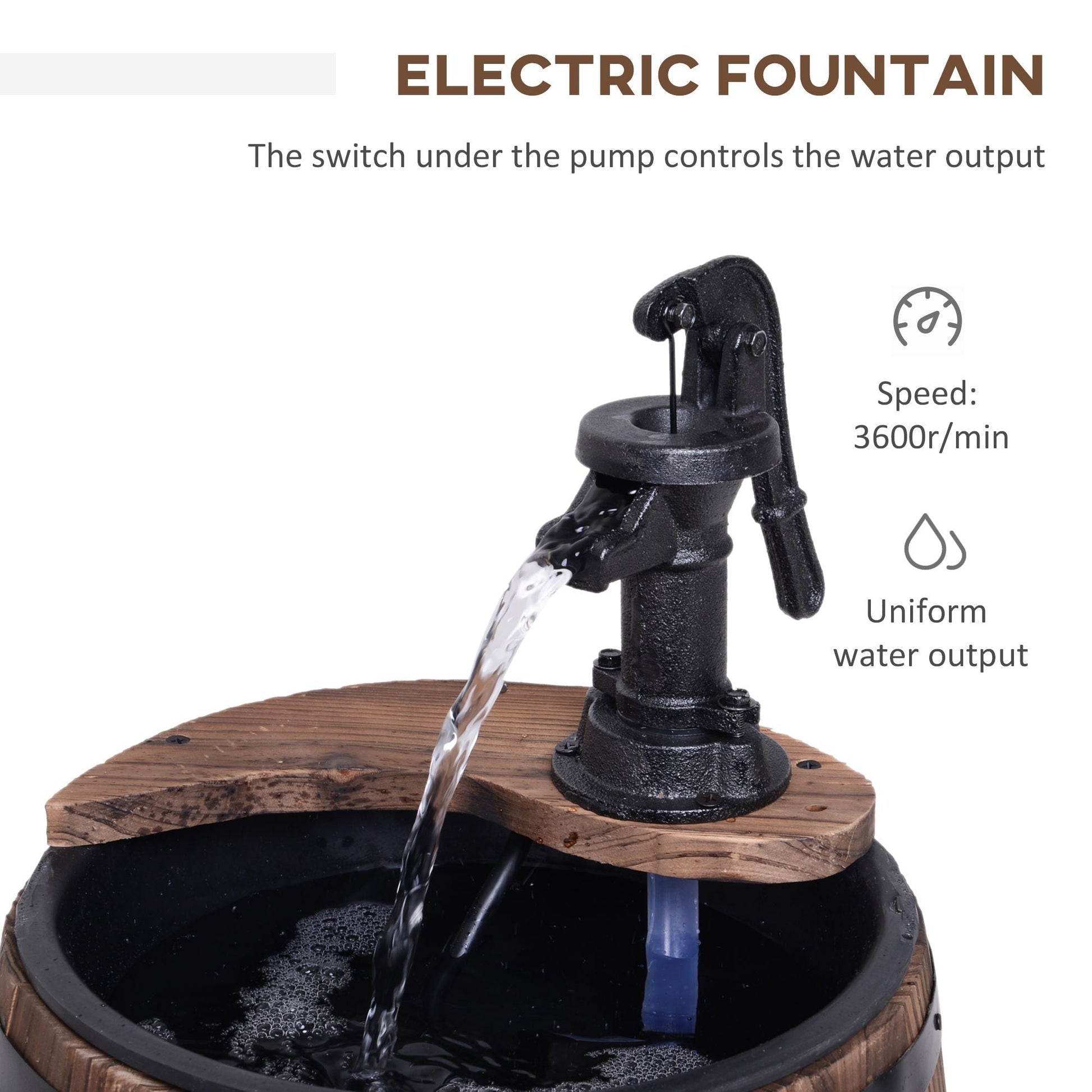 2-Tier Wooden Water Pump Fountain with Flower Box Base Durable Design for Garden Decor New Era Fashion LLc