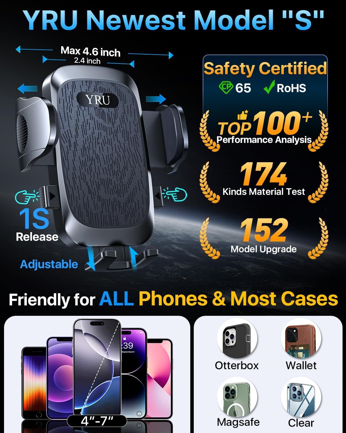 2026 Ultimate Car Phone Holder Mount Bendable & Adjustable Aluminum Arm Cell Phone Holder for Car Dashboard Windshield Phone Stand for iPhone 17 16 15 14 Pro Max Samsung Pickup Truck New Era Fashion LLc