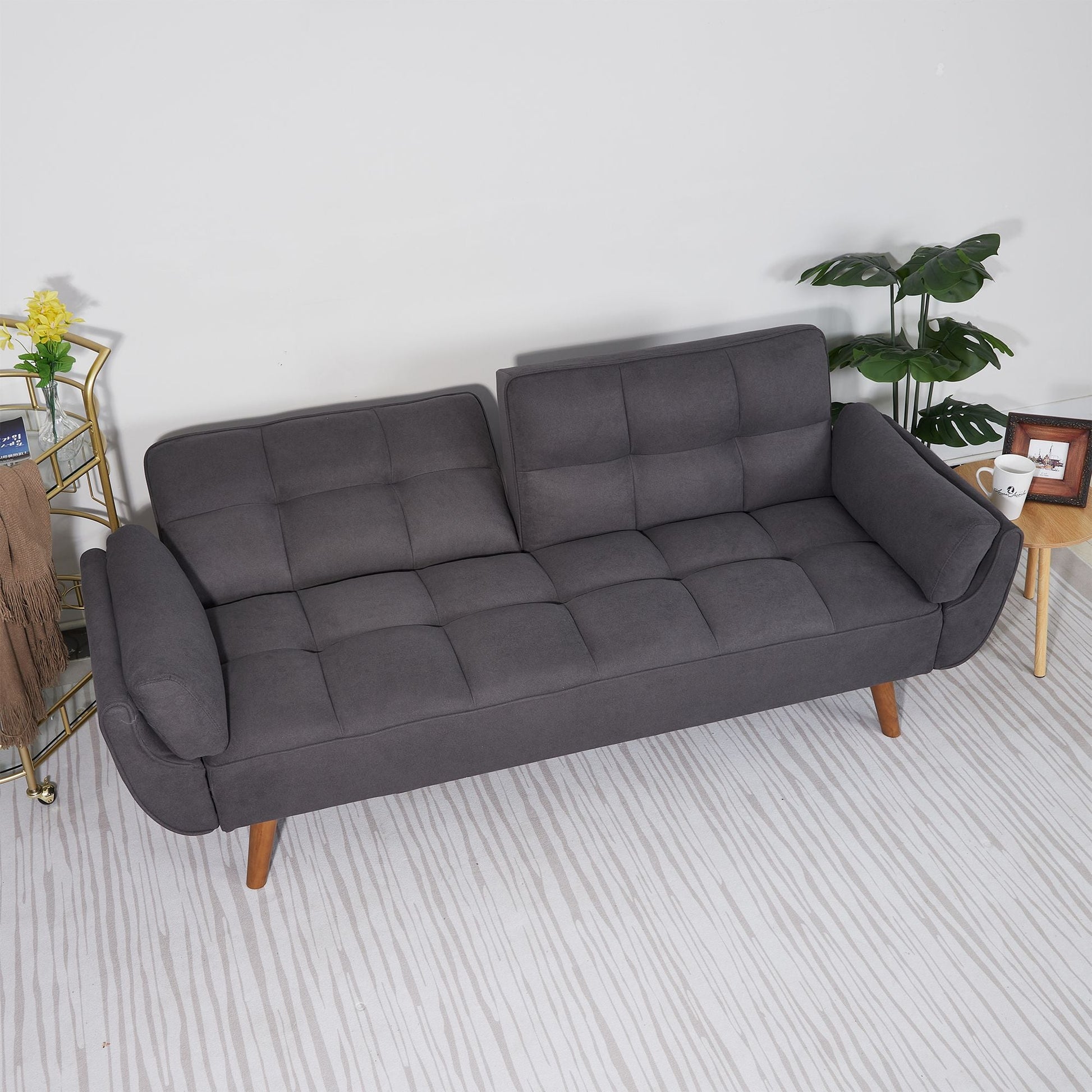 75" Flared Arm Convertible Sleeper Sofa-Dark Gray New Era Fashion LLc