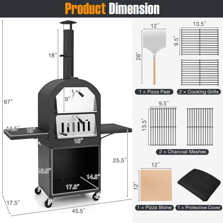 Outdoor Pizza Oven with Protective Cover and Grill Racks and Built-in Thermometer New Era Fashion LLc