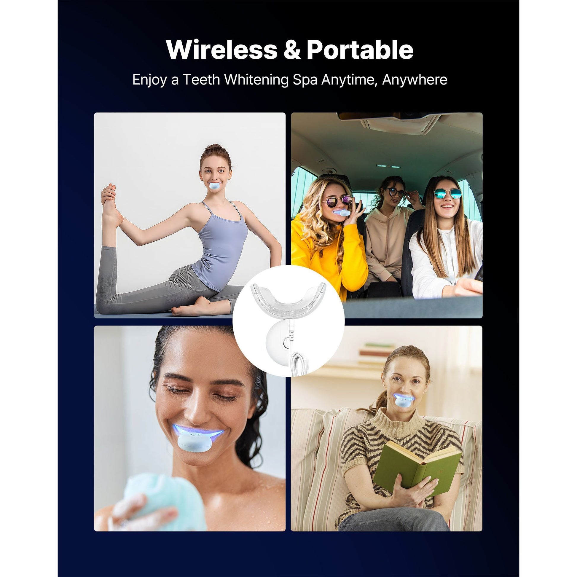 Teeth Whitening Kit with LED Light, 32 LED Accelerator Lights, Whitening Strips, Pens and Gel Syringes, U-Shaped Tray, Wireless Portable Kit Fast and Effectively Removes Stubborn Stains New Era Fashion LLc