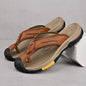 Summer men's new first layer cowhide flip-flops fashion all comfortable men's slippers beach shoes New Era Fashion LLc