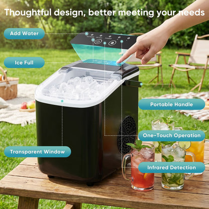 Desktop ice maker, with movable handle, can produce 9 ice balls in 6 to 8 minutes, equipped with a basket and a spoon New Era Fashion LLc