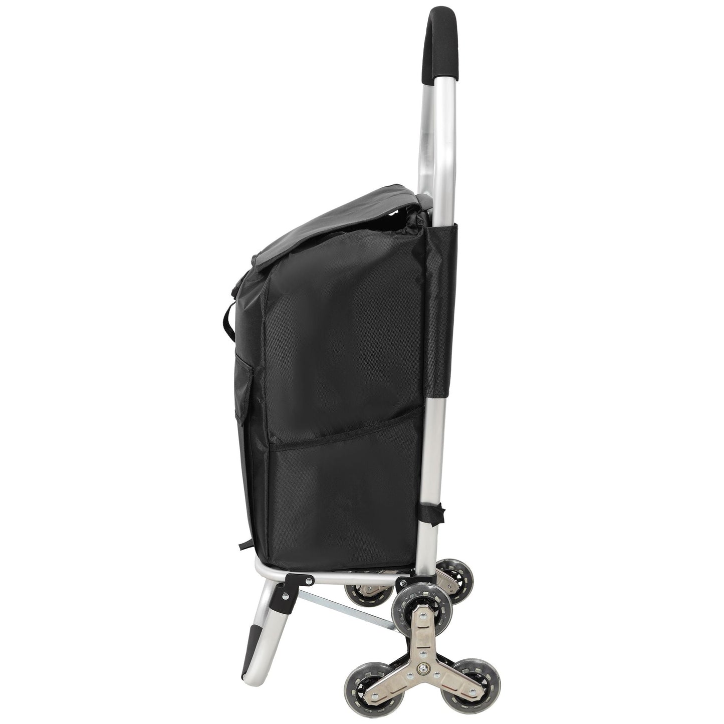 2 in 1 Shopping Stair Trolley with Wheels,Trolley Black Foldable Shopping Cart,Removable Shopping Oxford Waterproof Bag,Stainless Steel Triangular Wheels, Black New Era Fashion LLc