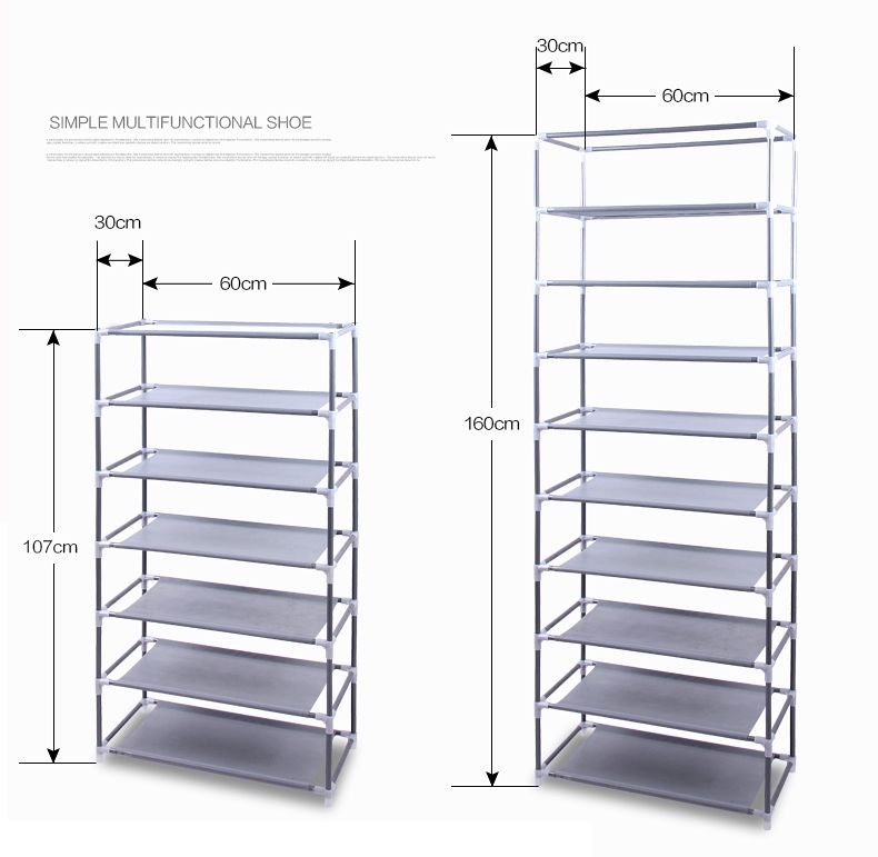 Room-saving 10-Layers 9 Lattices Non-woven Fabric Shoe Rack Black New Era Fashion LLc