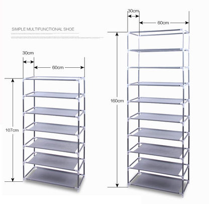 Room-saving 10-Layers 9 Lattices Non-woven Fabric Shoe Rack Black New Era Fashion LLc
