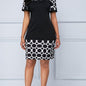 Printed Elegant Pencil Dress; Crew Neck Short Sleeve Casual Dress For Summer & Spring; Women's Clothing New Era Fashion LLc