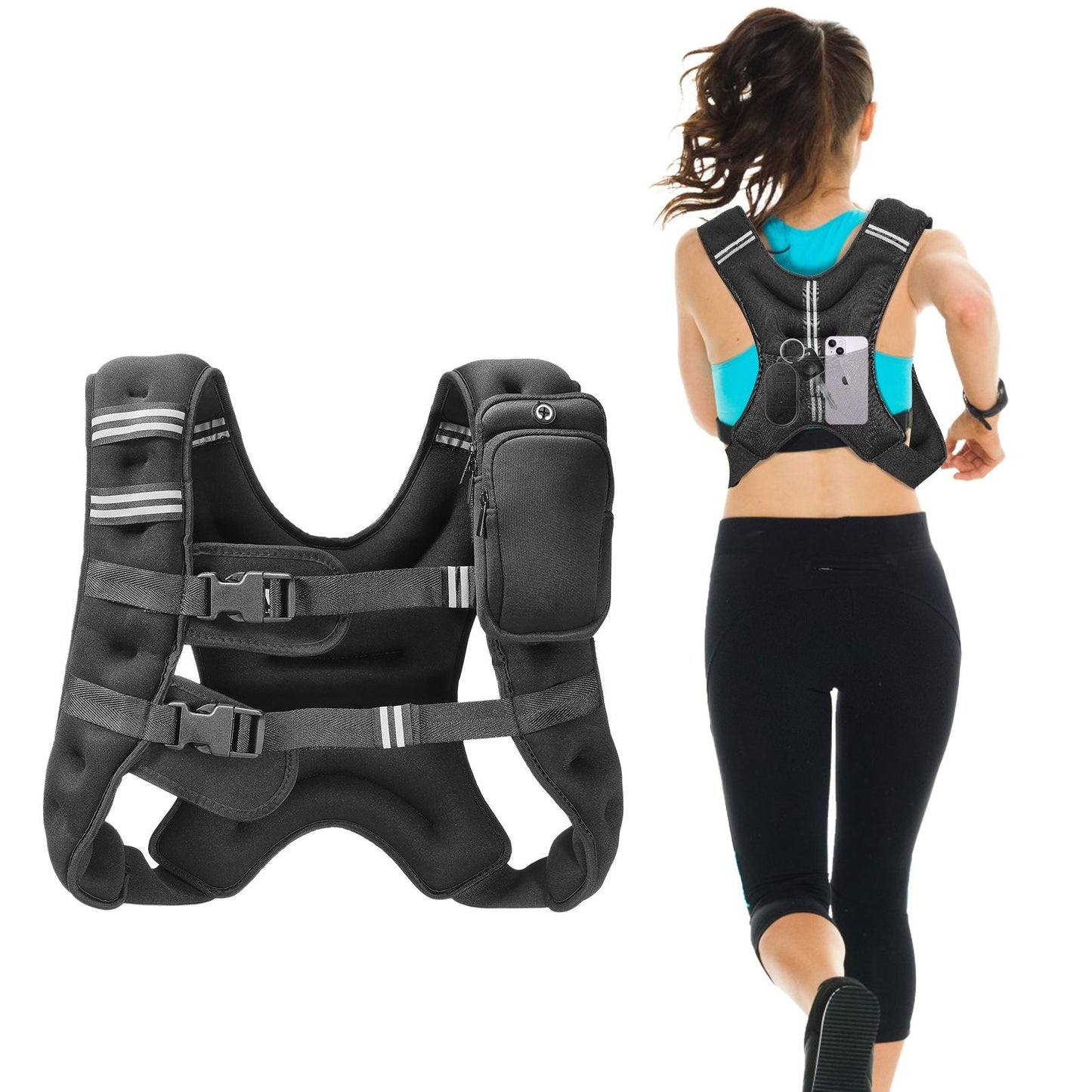 Weighted Vest, 16 lbs Weight Vest with Reflective Stripe, Adjustable Buckle Body Weight Vest for Men Women, Workout Equipment for Strength Training, Running, Jogging, Fitness, and Weight Loss New Era Fashion LLc