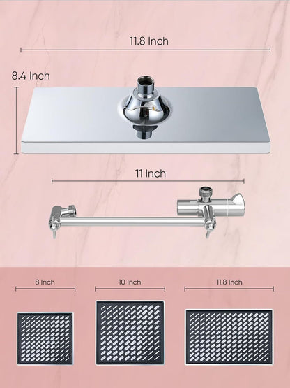 11.8 Inch Rain Shower Head with 6 Modes Handheld Water Spray High Pressure Showerhead Combo with 11 Inch Adjustable Extension Arm New Era Fashion LLc
