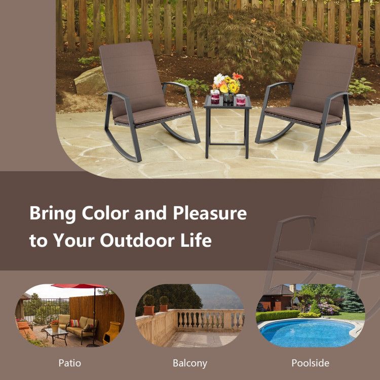 3 Pieces Patio Rattan Rocking Furniture Set New Era Fashion LLc