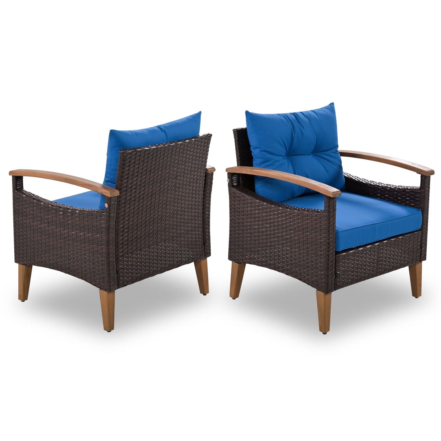 4-Piece Garden Furniture; Patio Seating Set; PE Rattan Outdoor Sofa Set; Wood Table and Legs; Brown and Beige New Era Fashion LLc