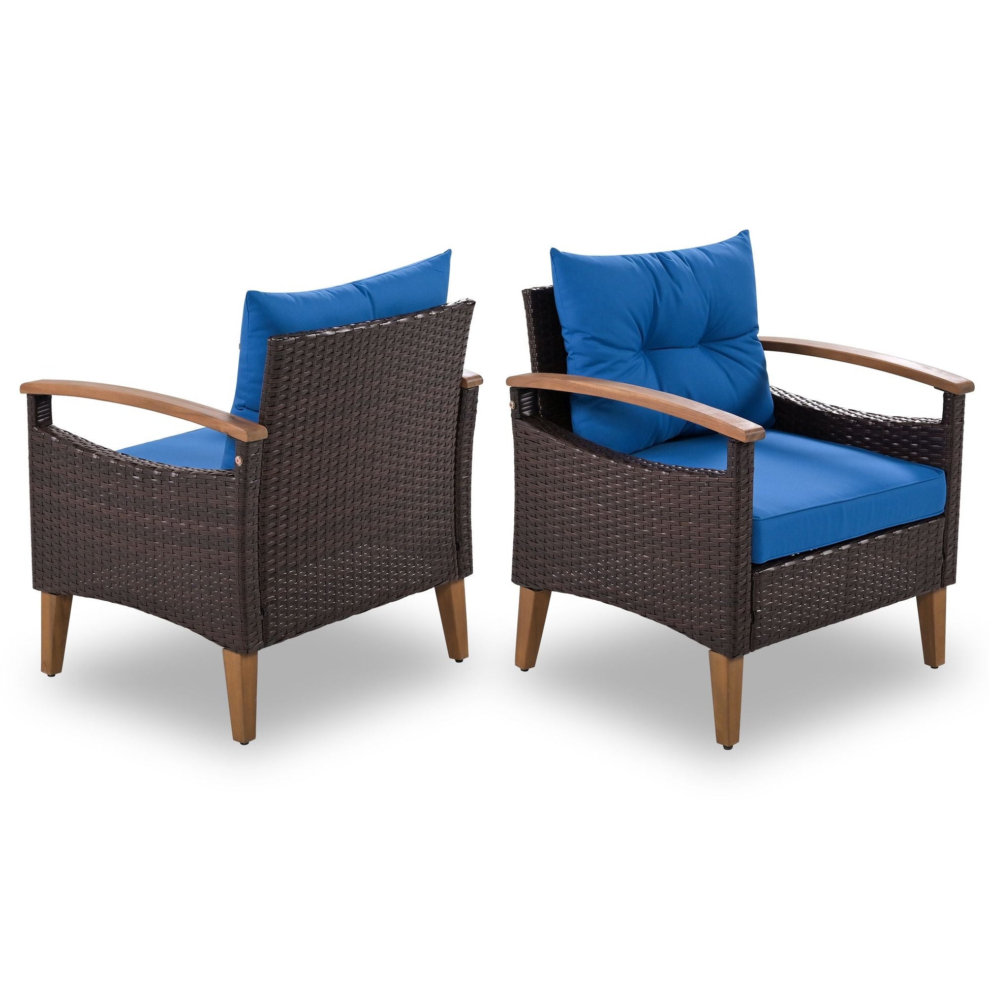 4-Piece Garden Furniture; Patio Seating Set; PE Rattan Outdoor Sofa Set; Wood Table and Legs; Brown and Beige New Era Fashion LLc