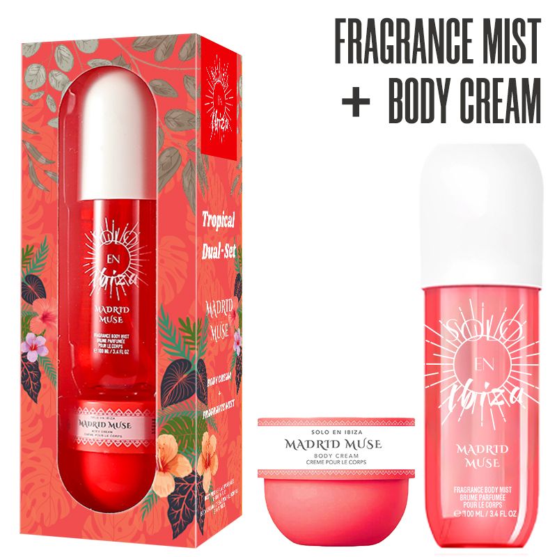 2-Piece Set, SOLO EN IBIZA Body & Hair Fragrance Mist And Body Cream Gift Box For Men And Women, Long Lasting Fragrance, 4 Different Scent, Perfect For Holiday Gifts, Dating, Daily Life, Parties New Era Fashion LLc