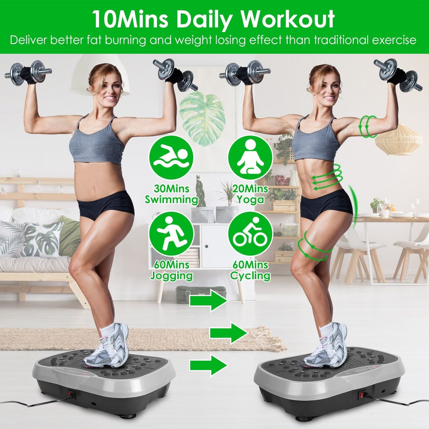 Vibration Exercise Machine With Resistant Bands Remote Control Whole Body Vibration Platform Workout Equipment Home Fitness Training Equipment For Weight Loss Fat Burner New Era Fashion LLc