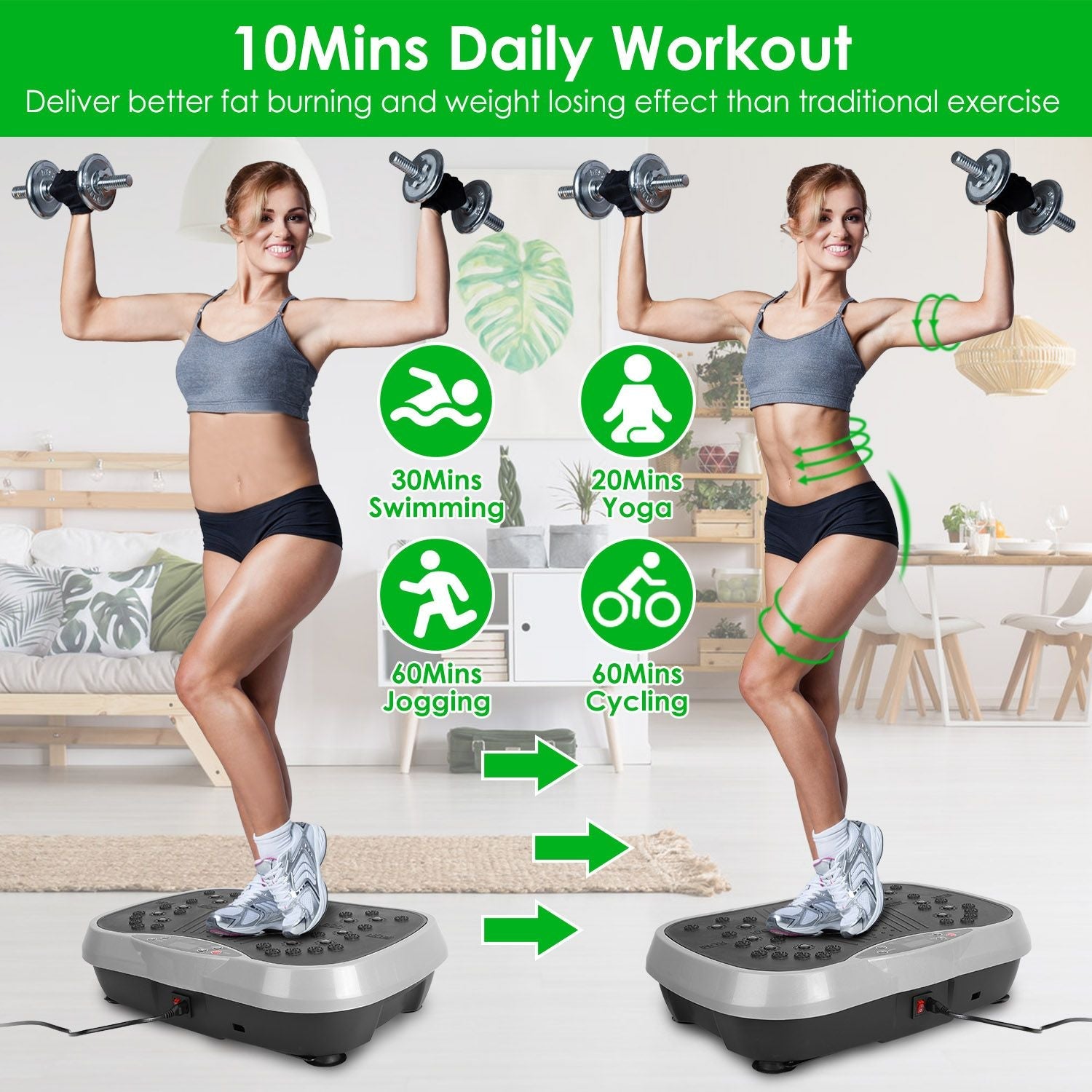 Vibration Exercise Machine With Resistant Bands Remote Control Whole Body Vibration Platform Workout Equipment Home Fitness Training Equipment For Weight Loss Fat Burner New Era Fashion LLc