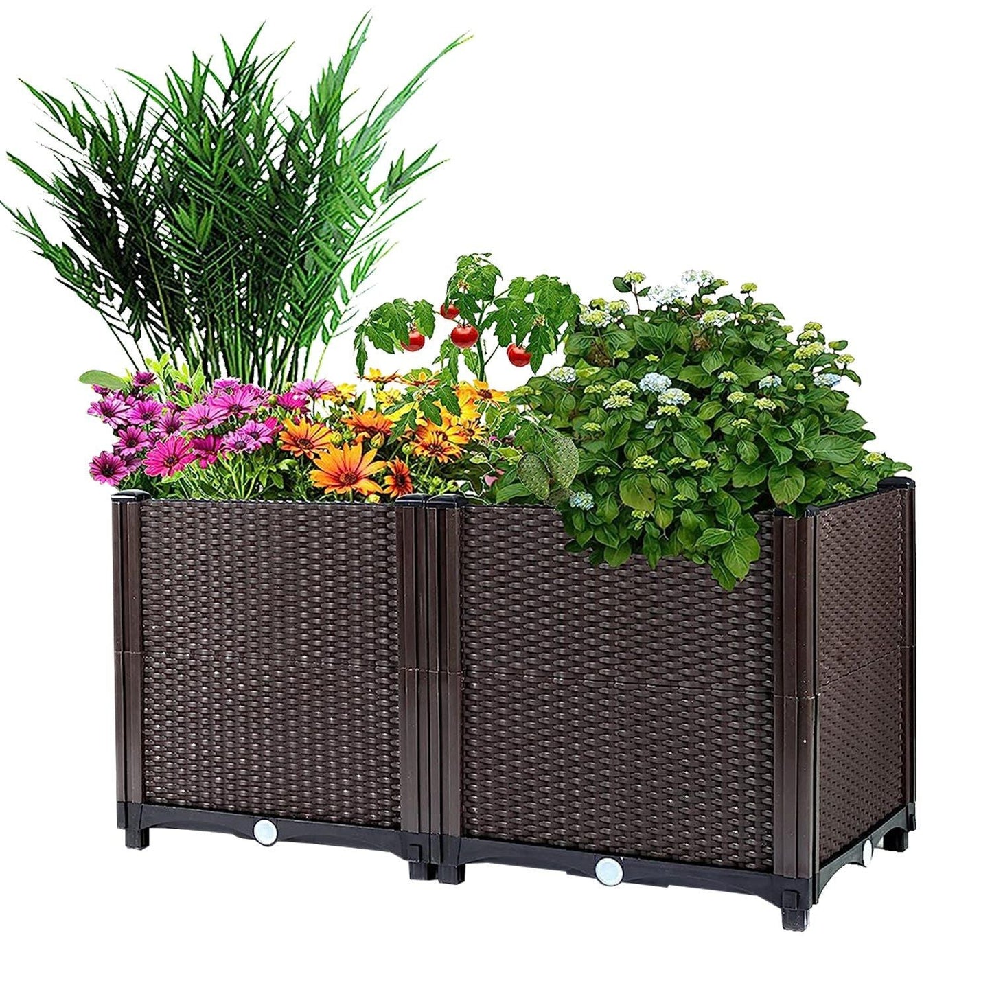 Raised Garden Bed with Self-watering System Rectangle Garden Planter for Garden Patio Balcony Elevated Planter Box for Flowers Vegetables Herbs New Era Fashion LLc