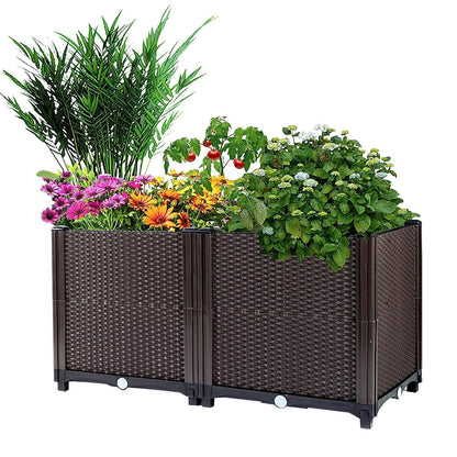 Raised Garden Bed with Self-watering System Rectangle Garden Planter for Garden Patio Balcony Elevated Planter Box for Flowers Vegetables Herbs New Era Fashion LLc