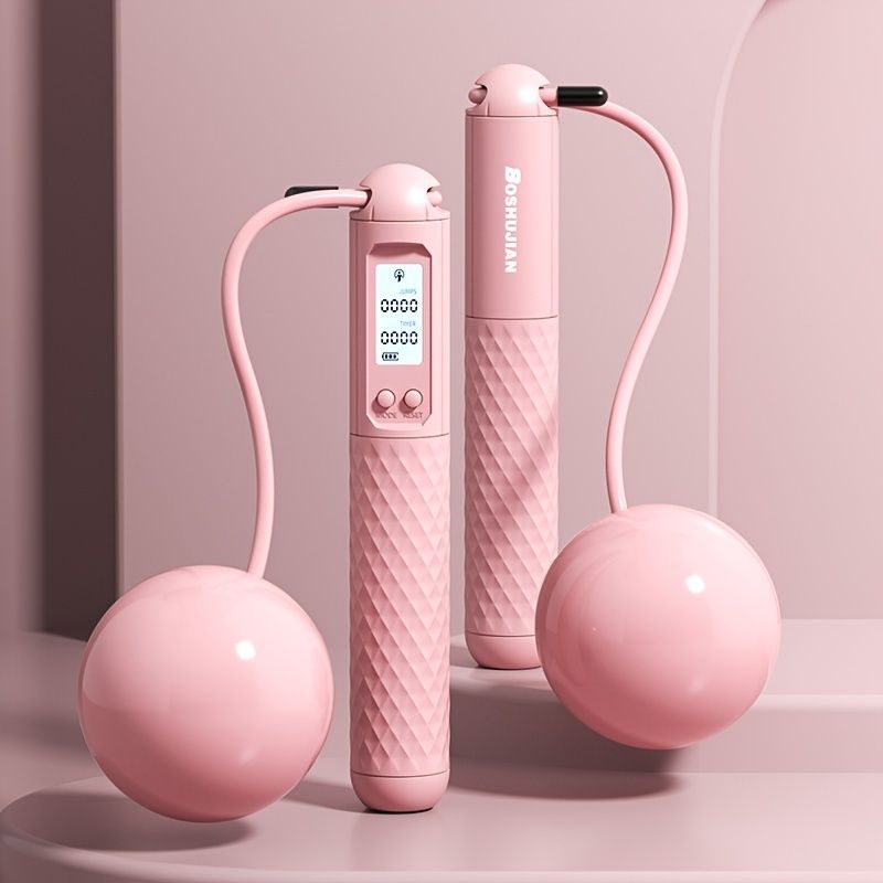 1pc Pink Cordless Adjustable Jump Rope With Weighted Ball And Intelligent Counter Screen For Outdoor Fitness Sports; For Home Workout New Era Fashion LLc