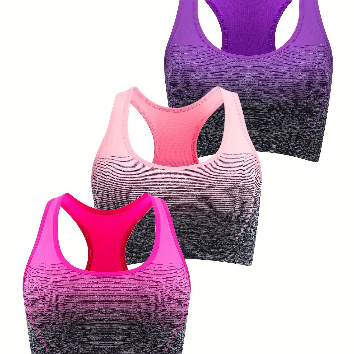1pc/2pcs/3pcsMedium Support Two Tone Racer Back Sports Bra, Fitness Workout Running Yoga Bra New Era Fashion LLc