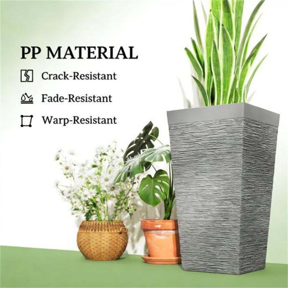 A set of 3 outdoor flower pots, conical flower pots, gray, very suitable for deep rooted plants or small trees New Era Fashion LLc