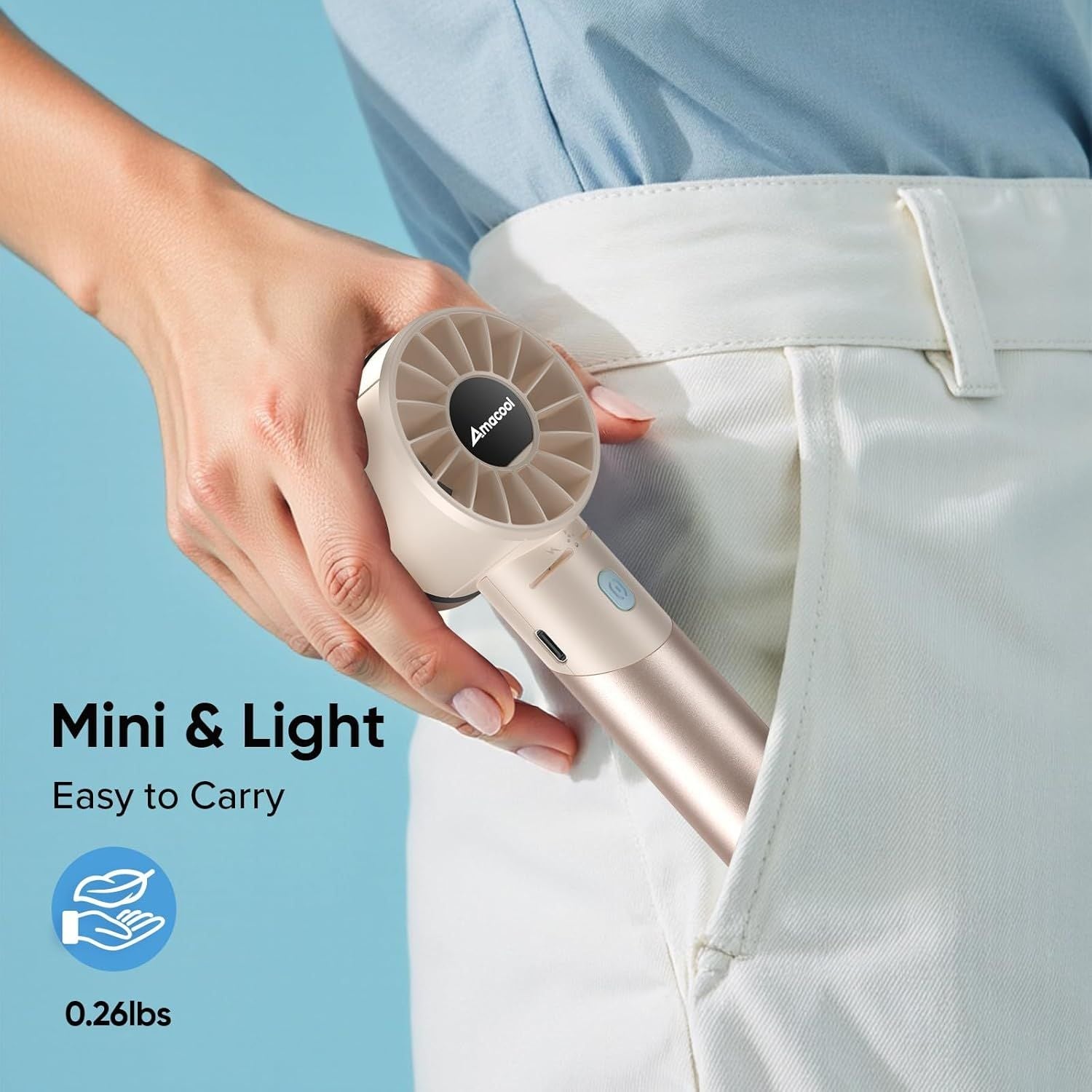 Portable Handheld Turbo Fan, Mothers Day Gifts for Mom Her Women Girl, Cool Metal Body, Rechargeable Battery Personal Fan, Mini Pocket Fans for Camping Outdoor Travel Cruise Makeup Essentials New Era Fashion LLc