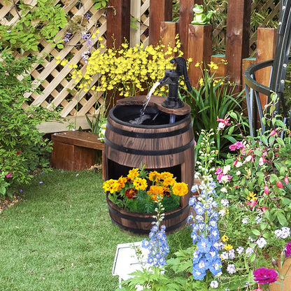 2-Tier Wooden Water Pump Fountain with Flower Box Base Durable Design for Garden Decor New Era Fashion LLc