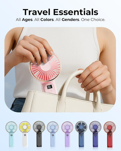 Portable Handheld Fan, Portable Fan Rechargeable, 4000mAh, 180° Adjustable, 6 Speed Wind, Display Electricity in Real Time, USB Rechargeable Foldable F an, Quiet Personal Fan as Power Bank New Era Fashion LLc