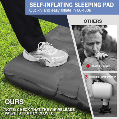 Camping Sleeping Pad, Ultralight Camping Mat with Pillow Built-in Foot Pump, 4" Thick Inflatable Sleeping Mat Compact for Backpacking, Hiking, Car Traveling, Camp Tent New Era Fashion LLc