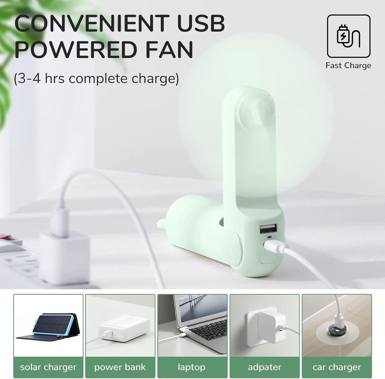 Handheld Fan with 4500 mAh Powerbank Max 37 Hours Runtime, Pocket Portable Battery Operated or USB Powered Folding Personal Fan, 3 Speeds, Gifts for Women Men Kids Gift for Festival New Era Fashion LLc