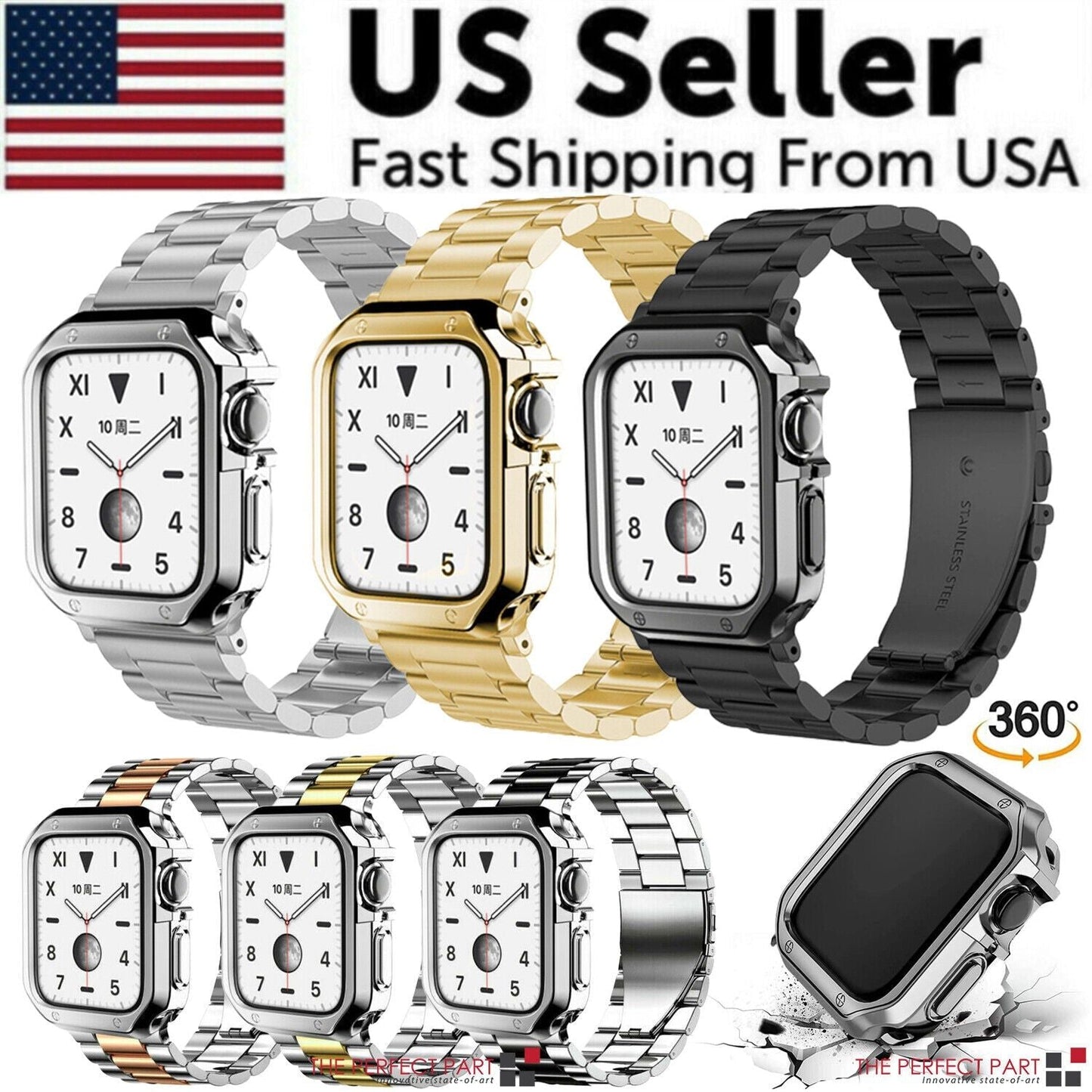 Stainless Steel For Apple Watch iWatch Band 8 7 6 5 4 3 2 SE 38/41/40/42/44/45mm New Era Fashion LLc