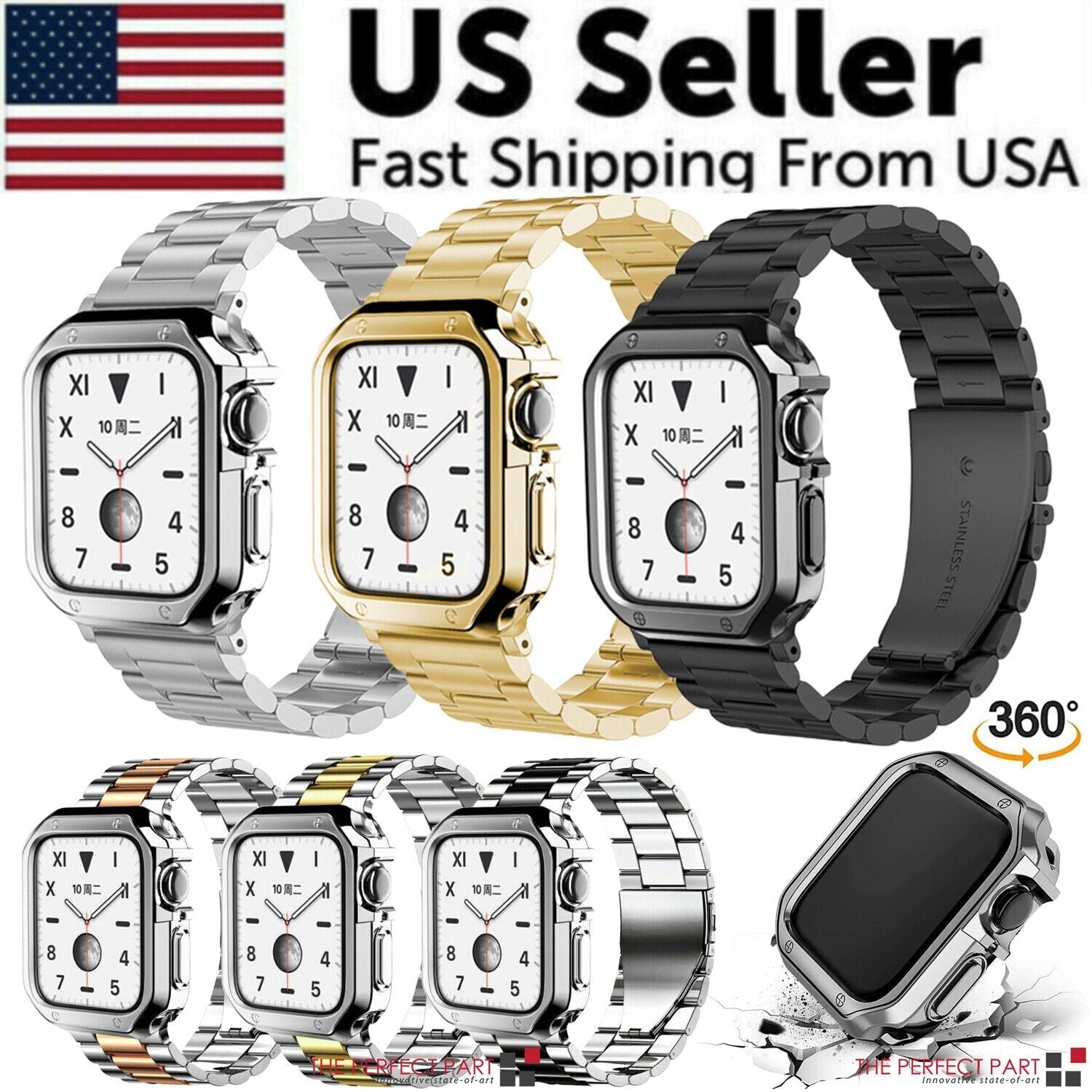 Stainless Steel For Apple Watch iWatch Band 8 7 6 5 4 3 2 SE 38/41/40/42/44/45mm New Era Fashion LLc