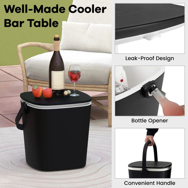 3-in-1 Portable Cooler Bar Table with Bottle Opener and Lift Top Lid for Camping Poolside New Era Fashion LLc