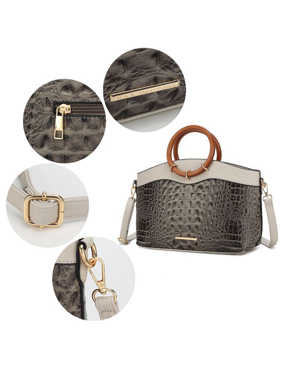 MKF Collection Phoebe Faux Crocodile Embossed Vegan Leather Women Tote with Wristlet Wallet Bag by Mia k New Era Fashion LLc