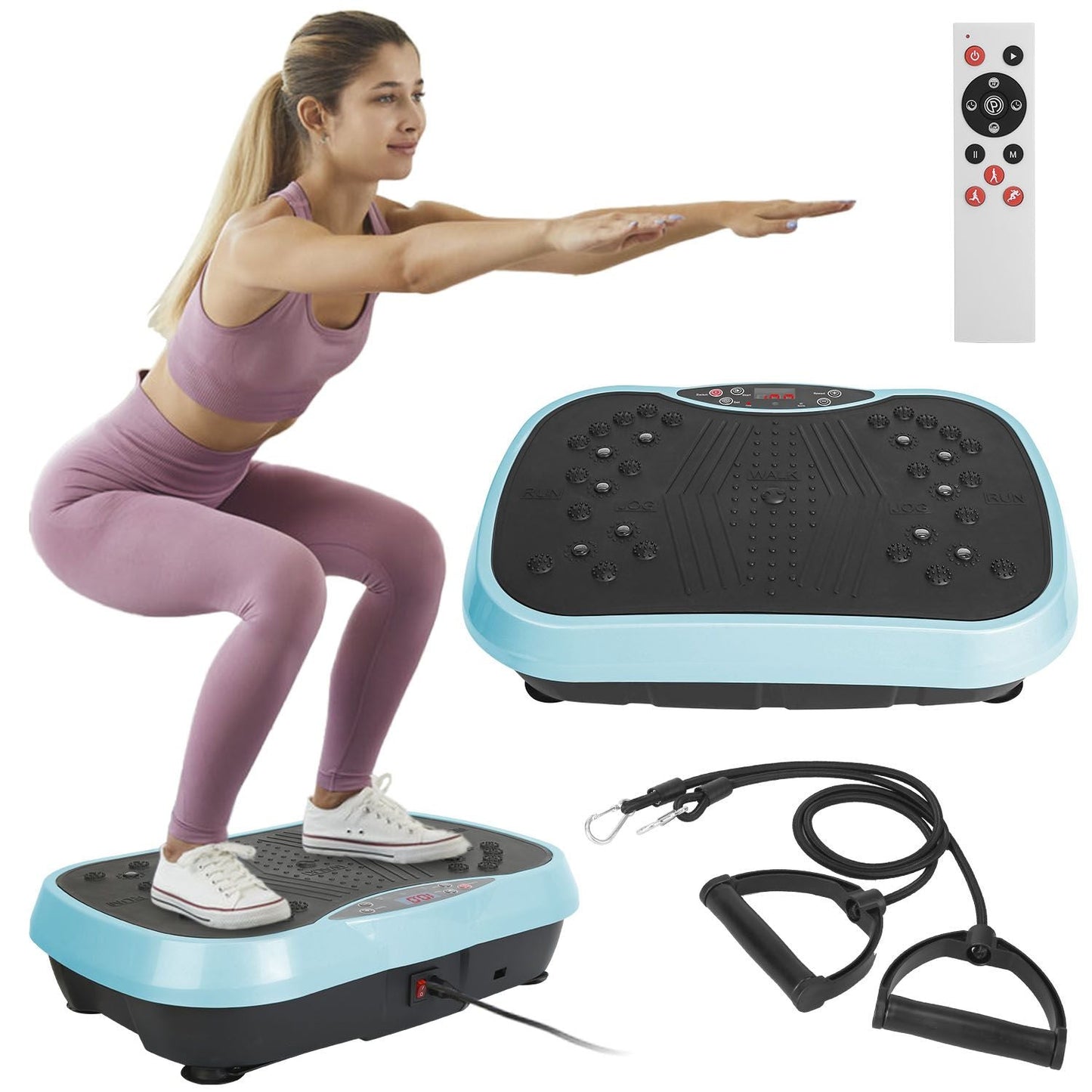 Vibration Exercise Machine With Resistant Bands Remote Control Whole Body Vibration Platform Workout Equipment Home Fitness Training Equipment For Weight Loss Fat Burner New Era Fashion LLc