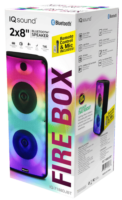 IQ Sound 2 x 8" Bluetooth Speaker Fire Box New Era Fashion LLc