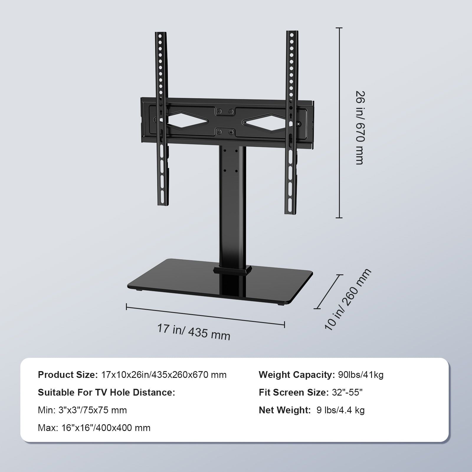 TV Stand Mount, Swivel Universal TV Stand for 32 to 55 inch TVs, Height Adjustable Portable Floor TV Stand with Tempered Glass Base for Bedroom, Living Room New Era Fashion LLc