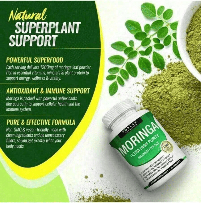Moringa Capsules 1200mg - Pure Moringa Powder For Immune, Gut Health 90 Capsules New Era Fashion LLc