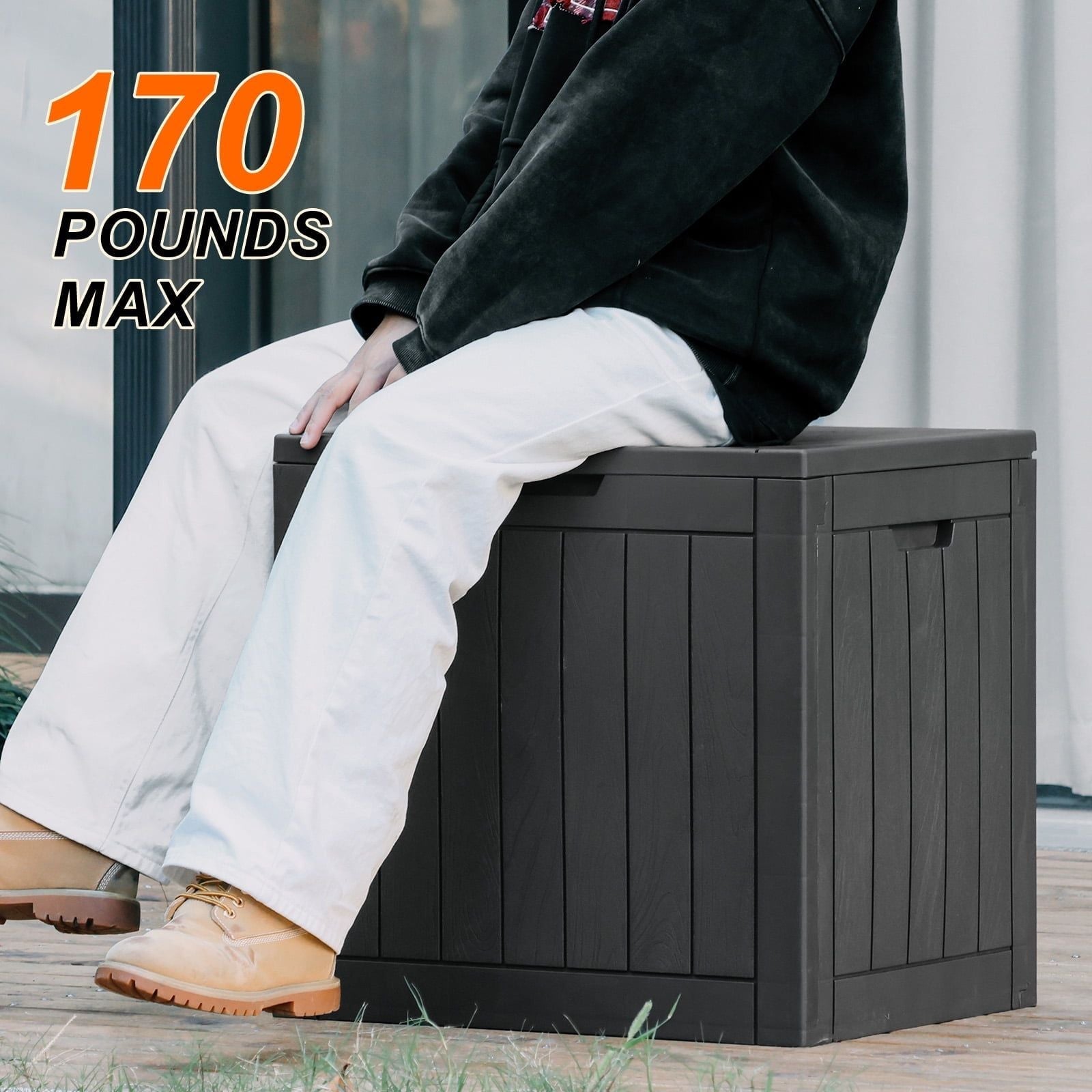 31 Gallon Resin Deck Box, Waterproof UV Resistant Outdoor Storage Box for Garden, Indoor New Era Fashion LLc