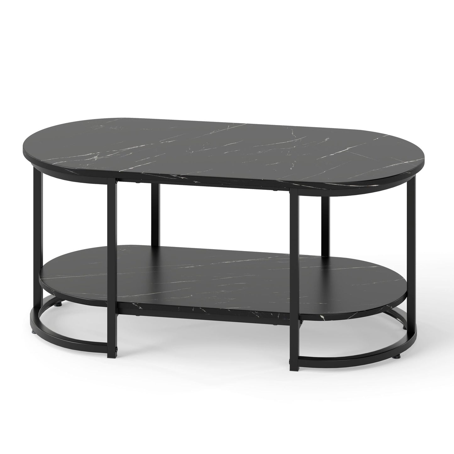 Marble Coffee Table with Open Storage Shelf New Era Fashion LLc