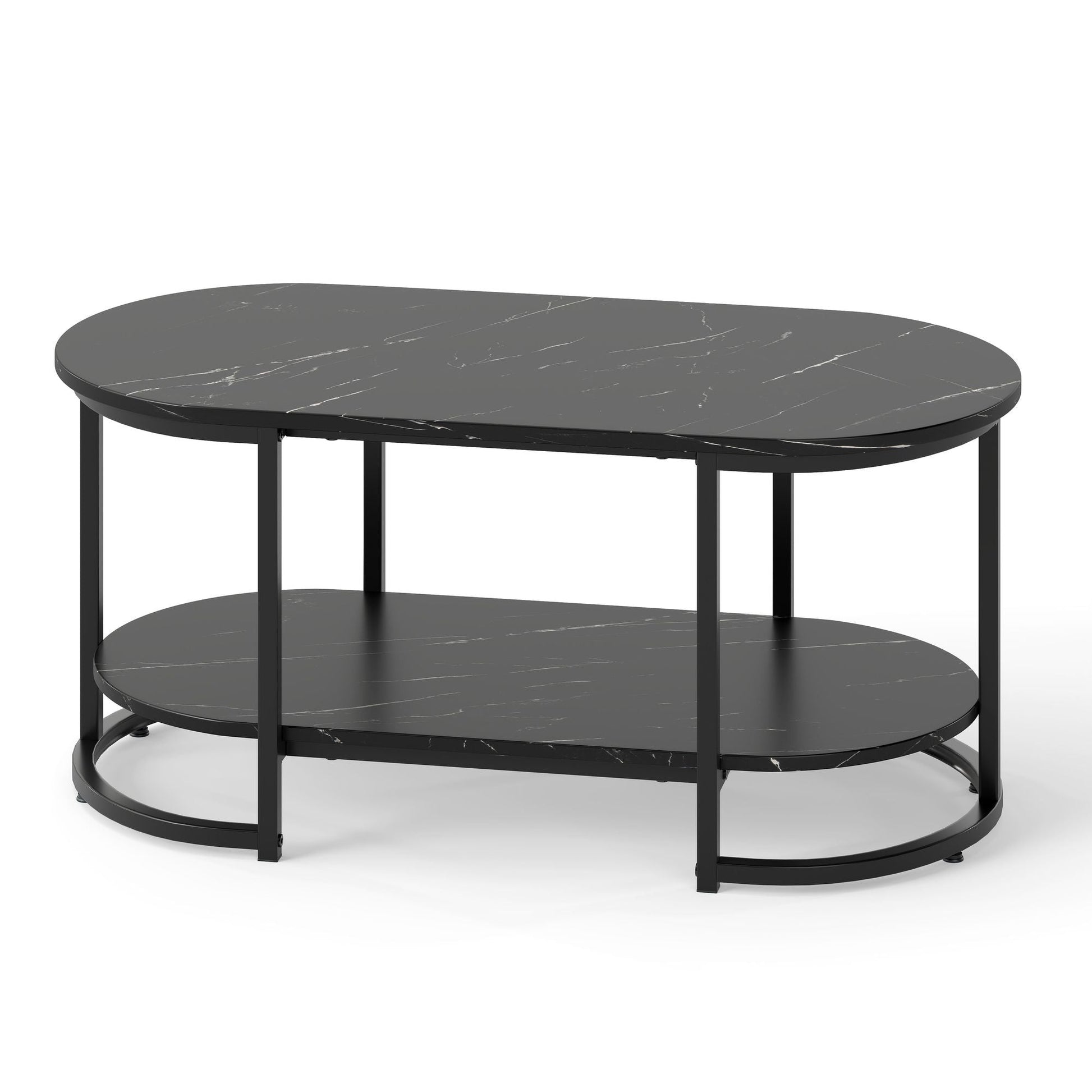 Marble Coffee Table with Open Storage Shelf New Era Fashion LLc