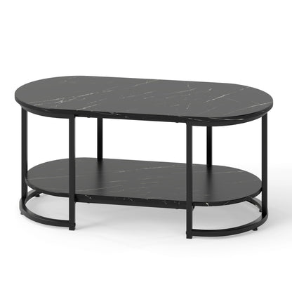 Marble Coffee Table with Open Storage Shelf New Era Fashion LLc