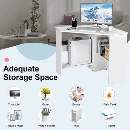 Corner Computer Desk Triangle Writing Workstation with Storage Shelf New Era Fashion LLc