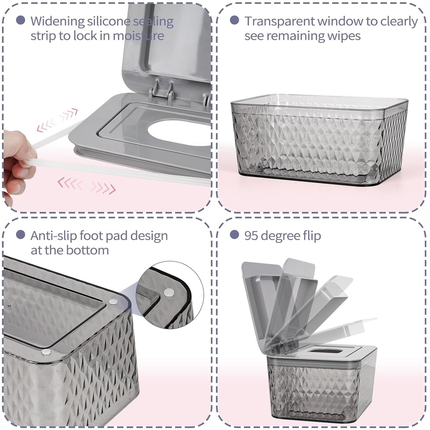 Wipes Dispenser, One-Handed Operation Wipe Holder for Baby & Adult, Seal-Designed Wipes Container for Bathroom Keep Diaper Wipes Fresh New Era Fashion LLc