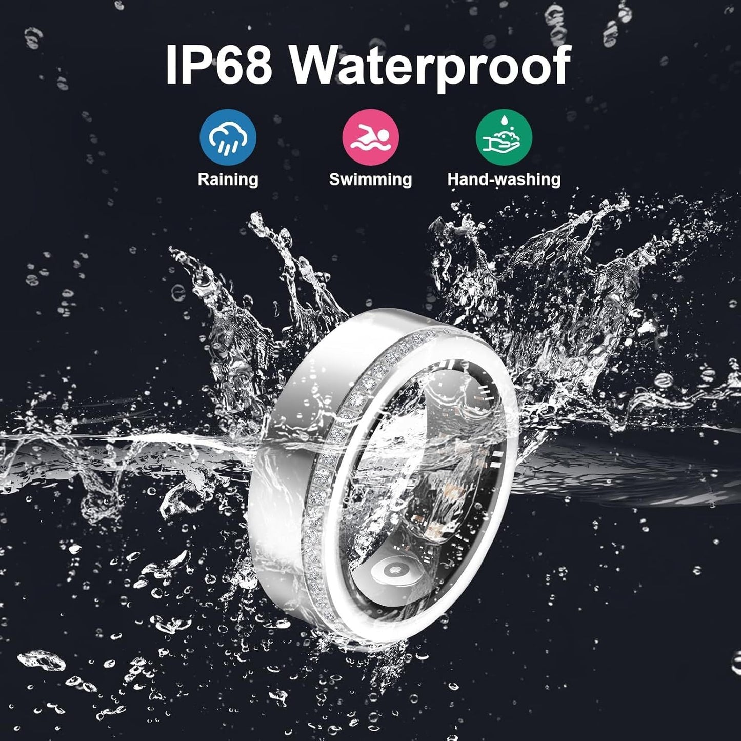 New Smart Ring Elegant Smart Jewelry for Women, Luxury Diamond Fitness Ring with Visible Circuitry Design, All-Day Health Monitoring, IP68 Waterproof, iOS Android Compatible New Era Fashion LLc