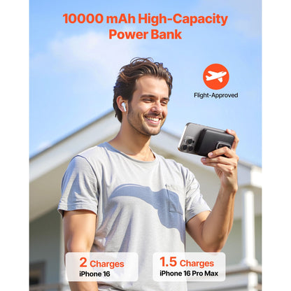 Magnetic Power Bank, 10000 mAh Battery Pack, Wireless MagSafe-Compatible Portable Charger, with Smart LED Display, Foldable Stand, Fast Charging for iPhone16/15/14/13/12 Series, Samsung, Huawei New Era Fashion LLc
