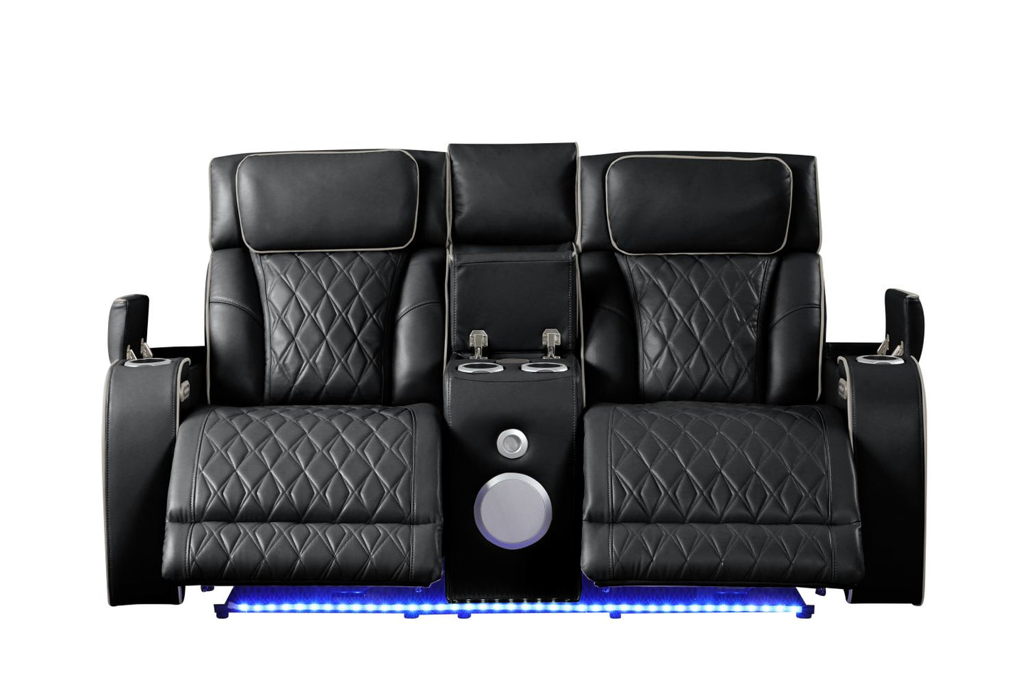 Fortuner Modern Style Upholstery Recliner Loveseat Made with Wood & Massage Function Included-Black New Era Fashion LLc