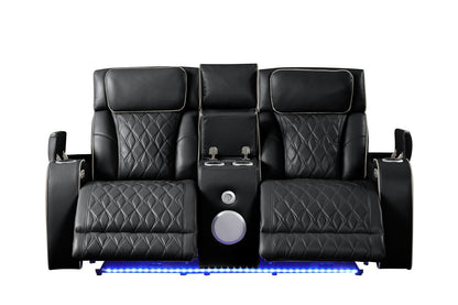 Fortuner Modern Style Upholstery Recliner Loveseat Made with Wood & Massage Function Included-Black New Era Fashion LLc