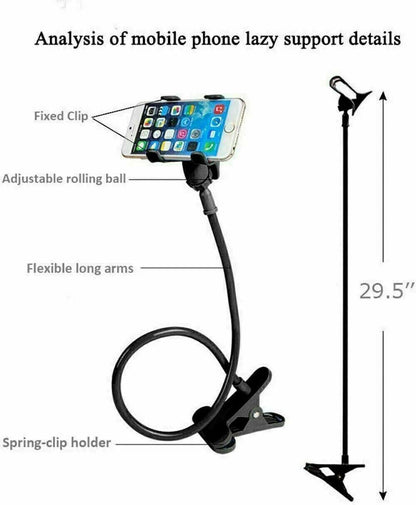 Universal Lazy Mobile Phone Gooseneck Stand Holder Flexible Bed Desk Table Clip New Era Fashion LLc